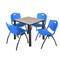 Kee Kee Square Table & Chair Set, Wood, Metal, Plastic Top, Maple TB3030PLBPBK47BE - alternate 1